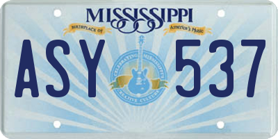 MS license plate ASY537