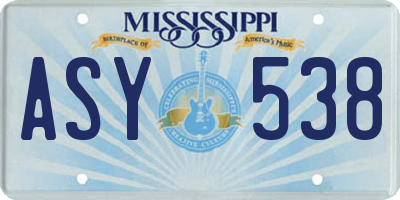 MS license plate ASY538