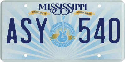 MS license plate ASY540