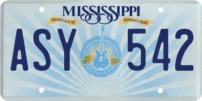 MS license plate ASY542