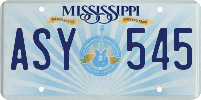 MS license plate ASY545