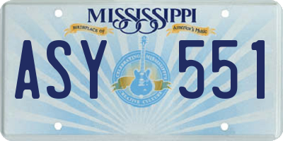 MS license plate ASY551