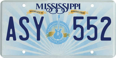 MS license plate ASY552