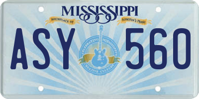 MS license plate ASY560