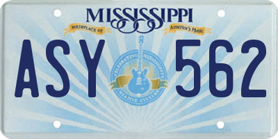 MS license plate ASY562