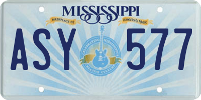 MS license plate ASY577