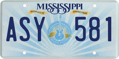 MS license plate ASY581