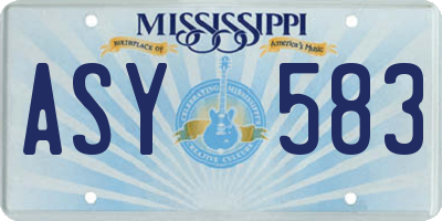 MS license plate ASY583