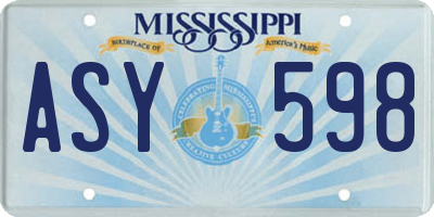 MS license plate ASY598