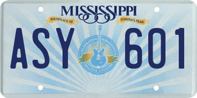 MS license plate ASY601