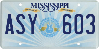 MS license plate ASY603