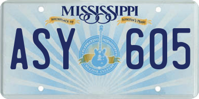MS license plate ASY605