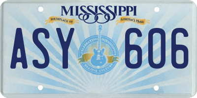MS license plate ASY606