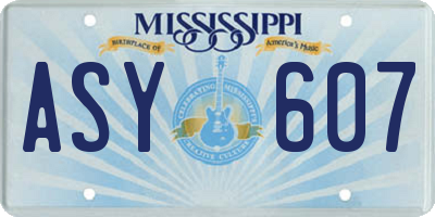 MS license plate ASY607