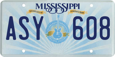 MS license plate ASY608