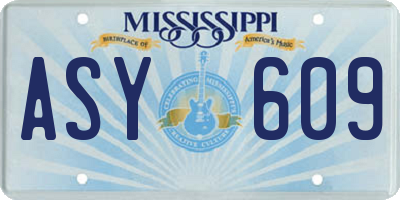 MS license plate ASY609