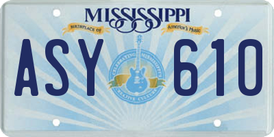 MS license plate ASY610