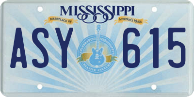 MS license plate ASY615