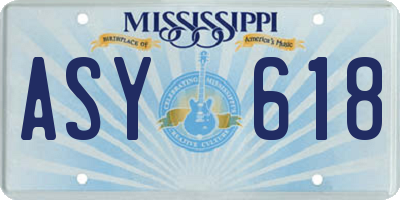 MS license plate ASY618