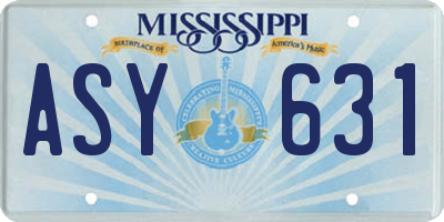 MS license plate ASY631