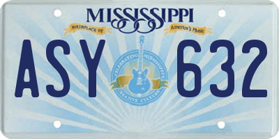 MS license plate ASY632