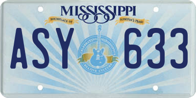 MS license plate ASY633