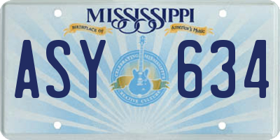 MS license plate ASY634