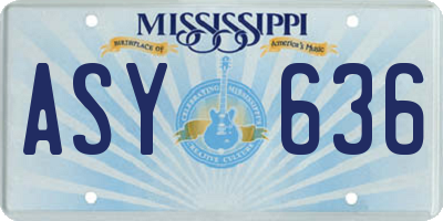 MS license plate ASY636