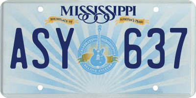 MS license plate ASY637