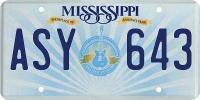 MS license plate ASY643