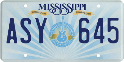 MS license plate ASY645