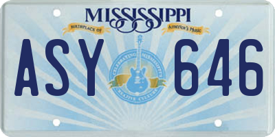 MS license plate ASY646