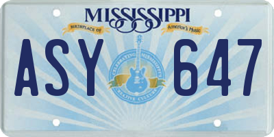 MS license plate ASY647