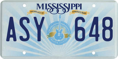 MS license plate ASY648