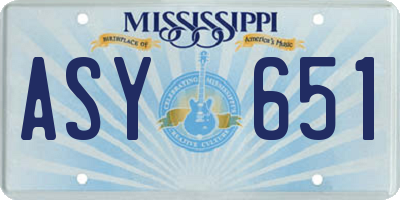MS license plate ASY651