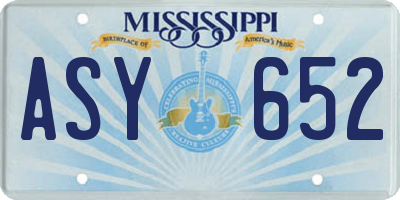MS license plate ASY652
