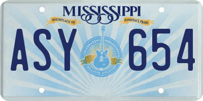 MS license plate ASY654