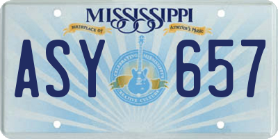 MS license plate ASY657