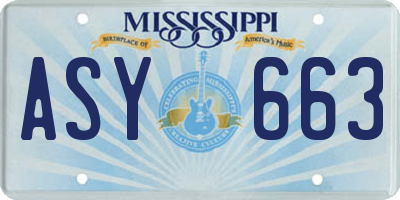 MS license plate ASY663