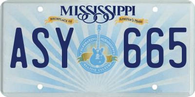 MS license plate ASY665
