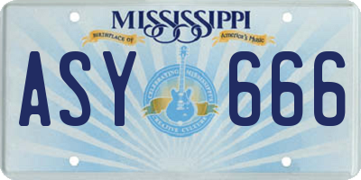 MS license plate ASY666
