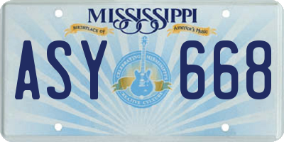 MS license plate ASY668