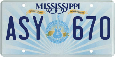 MS license plate ASY670