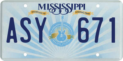 MS license plate ASY671