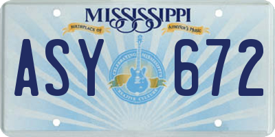 MS license plate ASY672