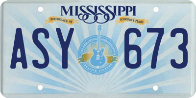 MS license plate ASY673