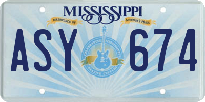 MS license plate ASY674