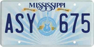 MS license plate ASY675