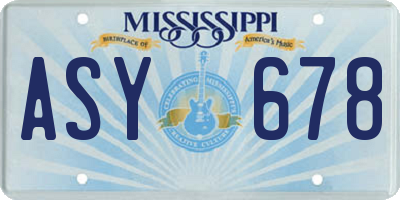 MS license plate ASY678