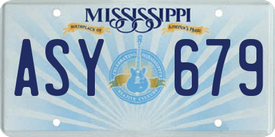 MS license plate ASY679